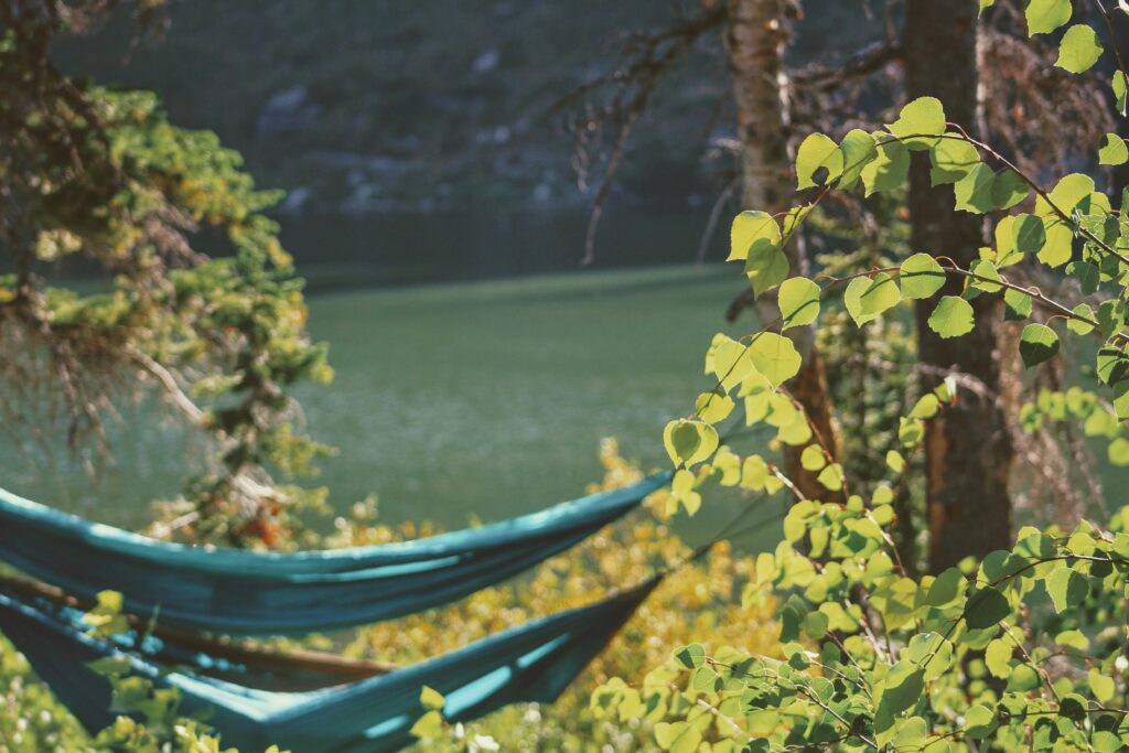 hammocking on a camping trip